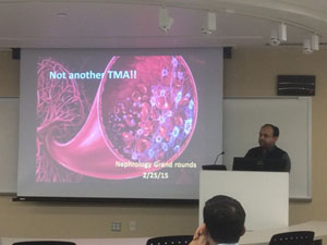Fellow giving a Nephrology Division presentation