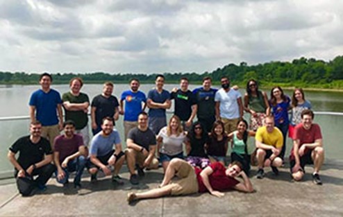 Residents posing for a group photo at the annual retreat