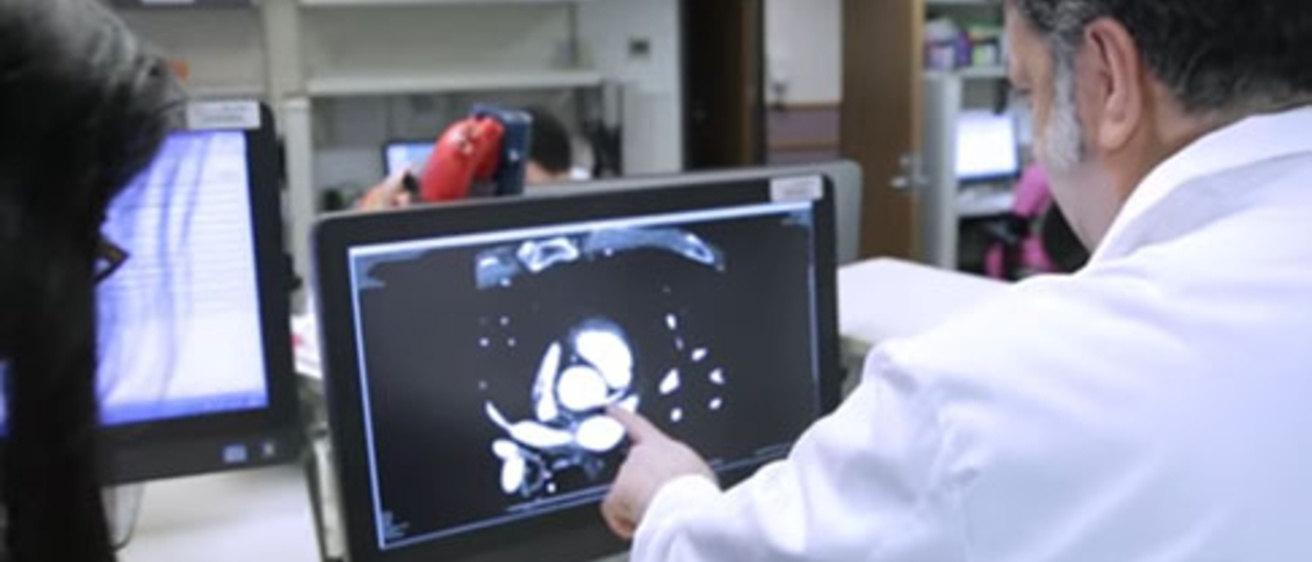 physician reviewing an MRI