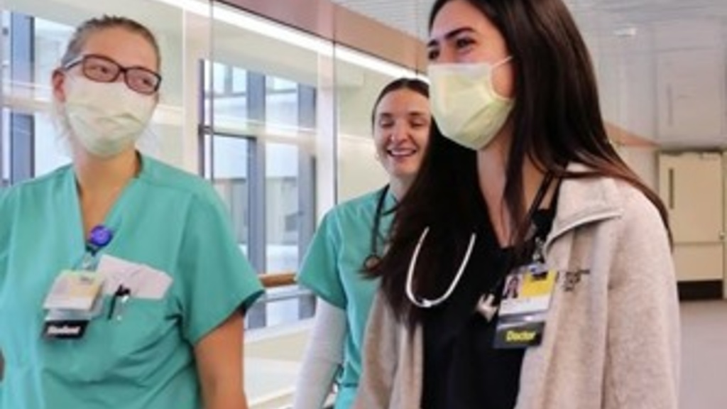 Physicians walking in a hospital
