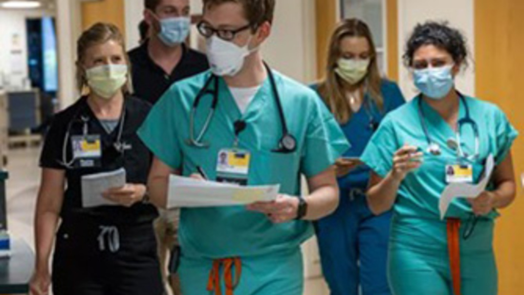 Resident physicians on medical rounds